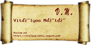 Vitályos Máté névjegykártya