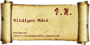 Vitályos Máté névjegykártya